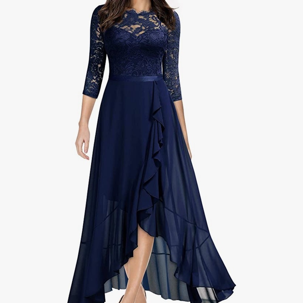NWT Navy lace top 3/4 sleeve dress